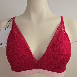 Knix Lace Bralette - Vibrant Red and Soft Pink